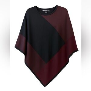 Joan Vass Cashmere Luxe Blend Burgundy/Black Chic
Poncho Size S/M
